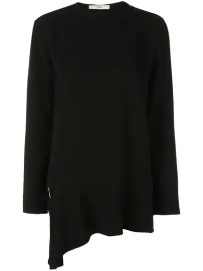 Tibi Asymmetric Detached Hem Top In Black