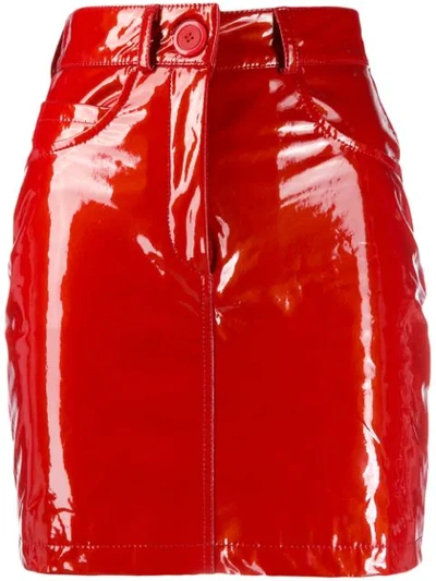 Almaz Patent Leather Effect Skirt In Red