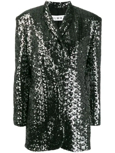 Almaz Mid-length Metallic Blazer In Silver