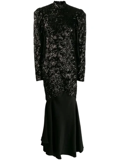 Almaz Sequin Contrast Dress In Black
