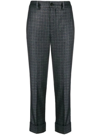 Incotex Checked Cropped Trousers In Blue