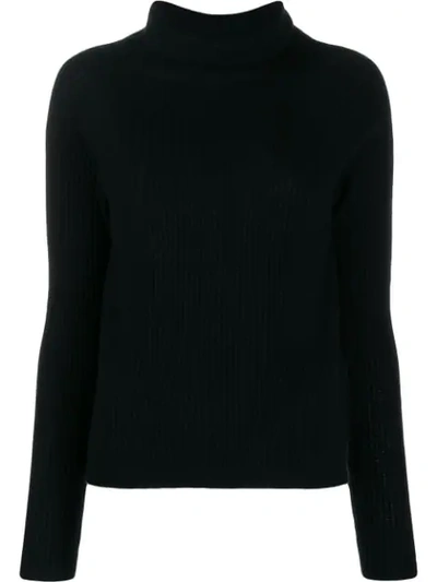 Allude Knitted Roll Neck Jumper In Black