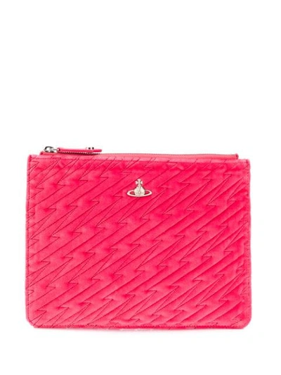 Vivienne Westwood Quilted Lightning Clutch In Pink