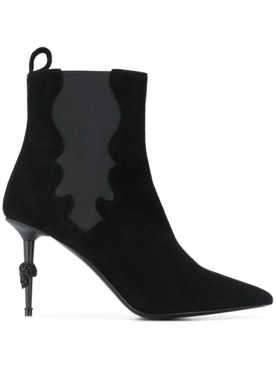 Philipp Plein Skull Stiletto Boots In Black