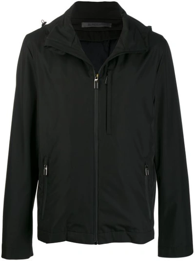Canali Hooded Zip-up Jacket In Black