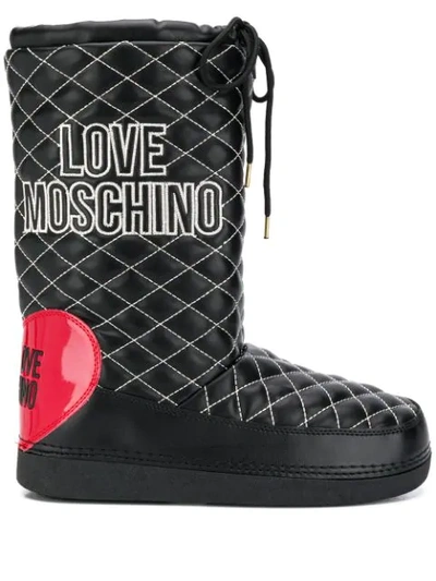 Love Moschino Quilted Snow Boots In Black