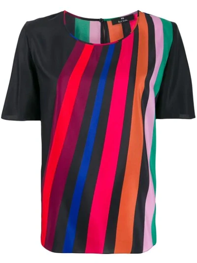 Ps By Paul Smith Slanted Stripe T-shirt In Black