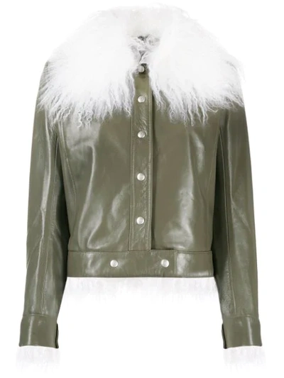 Courrèges Faux Fur Trimmed Jacket In Green