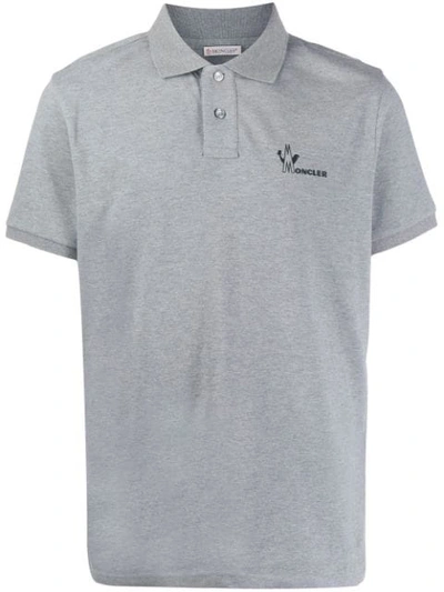 Moncler Logo-print Polo Shirt In Grey
