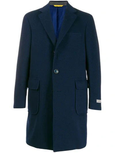 Canali Fitted Single-breasted Coat In Blue