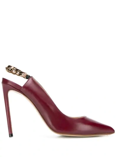 Francesco Russo Chain Detail Pumps In Red