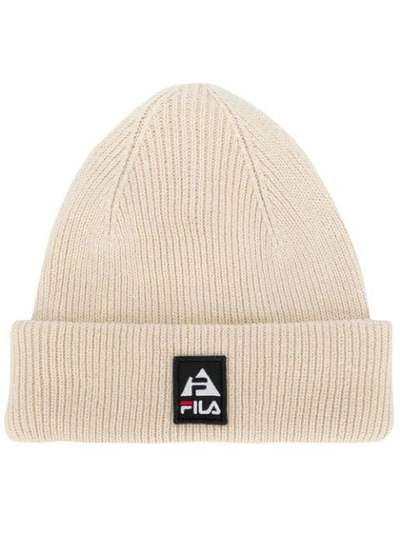 Fila Logo Patch Beanie In Neutrals