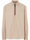 Burberry Classic Fit Zip Detail Cotton Twill Shirt In Neutrals