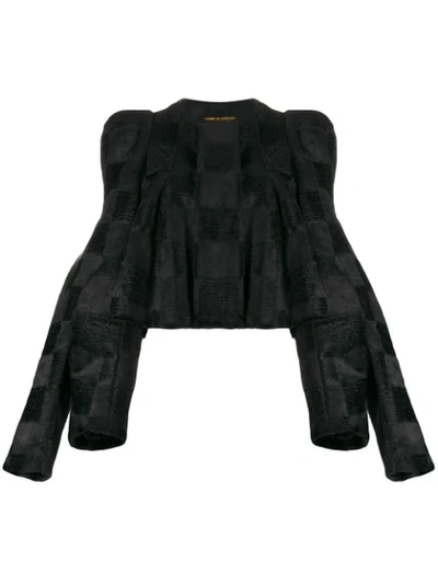 Comme Des Garçons Velvet Checkered Cape-sleeve Jacket In Black