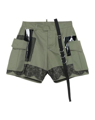 Dsquared2 Woman Shorts & Bermuda Shorts Military Green Size 4 Cotton