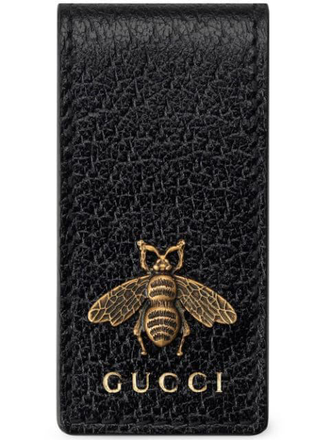 Gucci Bee Motif Money Clip Wallet In 1000 Nero | ModeSens