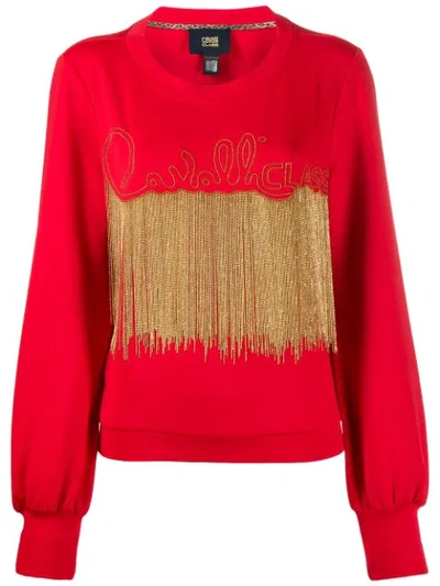Cavalli Class Bead-embellished Sweatshirt In Red