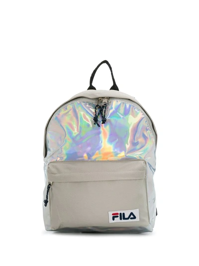 Fila Holographic Print Backpack In Silver