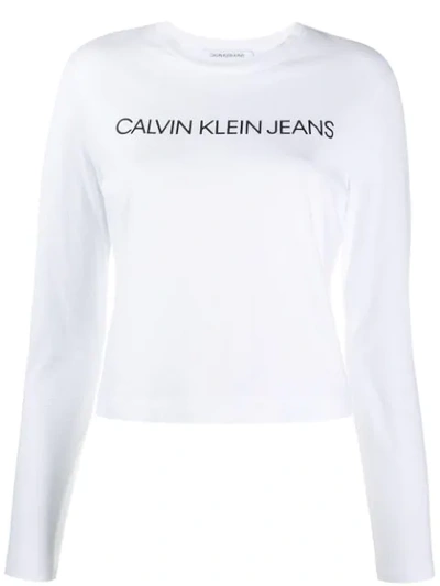 Calvin Klein Jeans Est.1978 Institutional Logo Long Sleeve Jumper In White