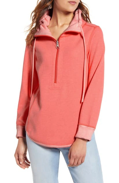 Tommy Bahama Sun Fade Half Zip Pullover In Dubarry Coral