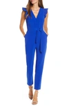 Adelyn Rae Cai Ruffle Cap Sleeve Jumpsuit In Cobalt