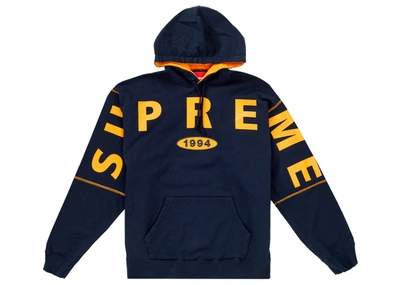 Pre-owned Supreme  Spread Logo Hooded Sweatshirt Navy