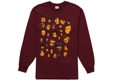 Pre-owned Supreme Faces L/s Tee Burgundy
