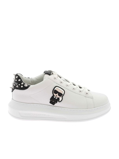 Karl Lagerfeld Kapri K/ikonik Leather Sneakers In White