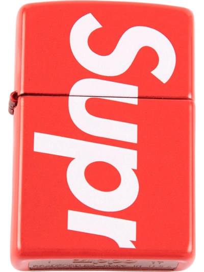 Supreme Logo Print Lighter In Red