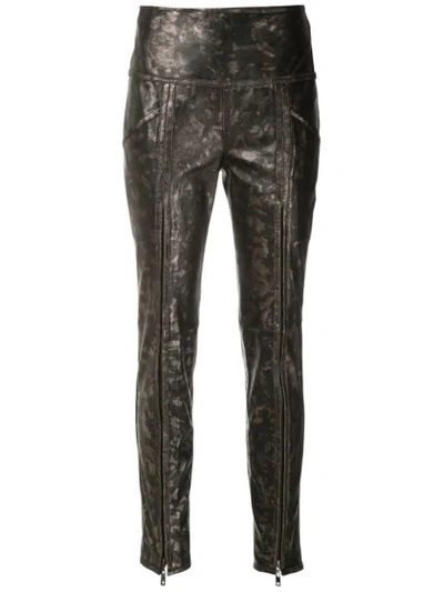 Andrea Bogosian Pietra Leather Skinny Trousers In Metallic