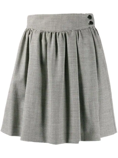 Msgm Houndstooth Pleated Mini Skirt In Black