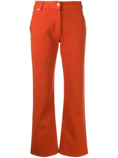 Off-white Arrow Logo Cropped Jeans In Orange