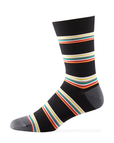 Paul Smith Men's Striped Knit Cycling Socks In Black