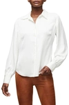 Frame 70s Contrast-stitch Silk Button-down Shirt In Blanc