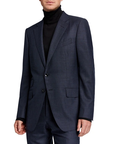 Tom Ford Men's Micro Tattersall Two-piece Suit In Navy