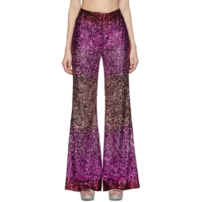 Halpern Ssense Exclusive Pink Sequin Stovepipe Trousers