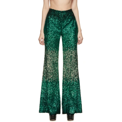 Halpern Ssense Exlusive Green Sequin Stovepipe Trousers
