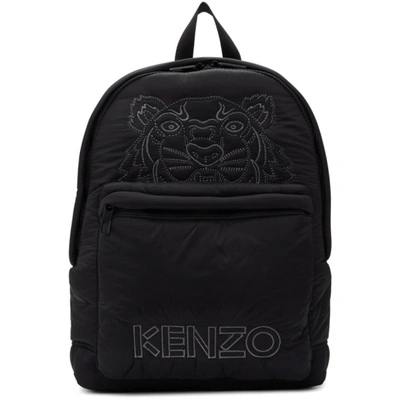 Kenzo Kampus Large Nylon Backpack In 99 Black