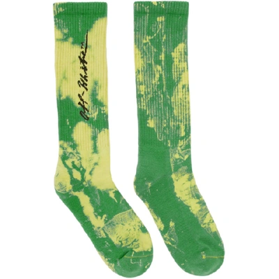 Off-white Green Tie-dye Socks In Green/black