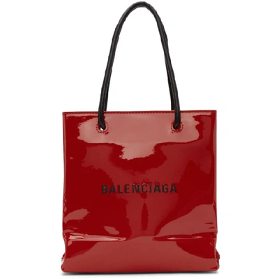 Balenciaga Red Patent Everyday Shopping Tote In 6406 Bright