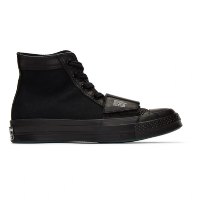 Converse + Neighborhood Chuck 70 Moto Rubber-trimmed Leather And Canvas High-top Sneakers In Black