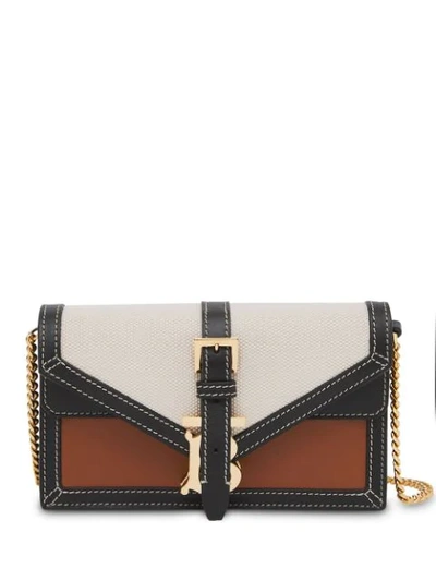 Burberry Mini Canvas And Leather Tb Envelope Clutch In Neutrals