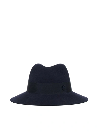 Maison Michel Navy Blue Henrietta Fedora