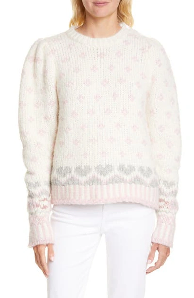 Loveshackfancy Rosie Heart & Snowflake Chunky-knit Sweater In Pink
