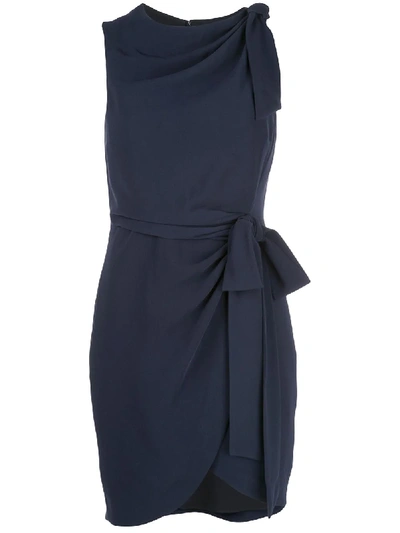 Cinq À Sept Nanon Drapey Bow Dress In Dark Navy