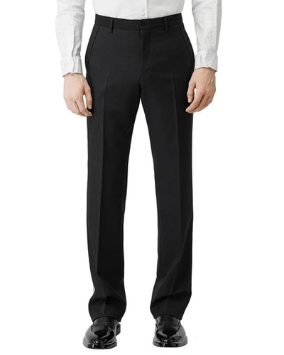 Burberry Men's Wool Tuxedo Trousers W/ Contrast Side Stripes In Black