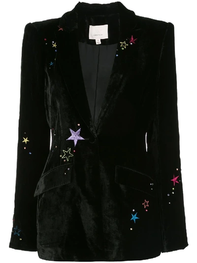 Cinq À Sept Estelle Velvet Star-embroidered Blazer In Black Multi