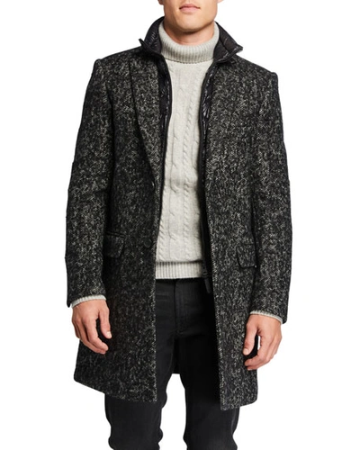 Mackage Men's Skai Tweed Wool-blend Top Coat In Black