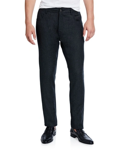 Canali Men's Birdseye Flannel Straight-leg Pants, Charcoal In Gray