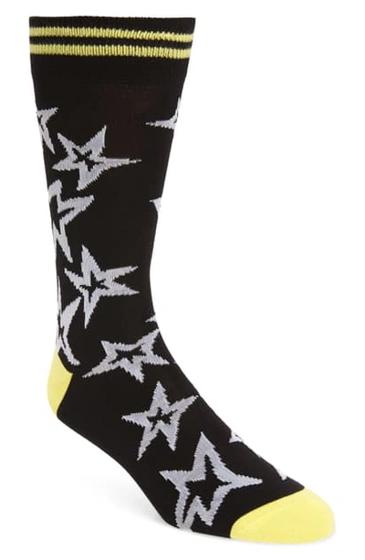 Paul Smith Men's Neon Stars Cotton-blend Socks In Black